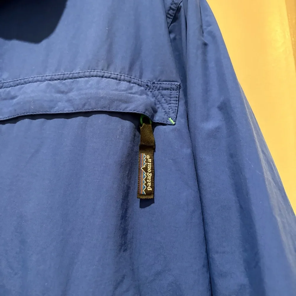 Vintage 90s Patagonia Nylon Blue 1/2 Snap Zip Windbreaker Colorblock Jacket
